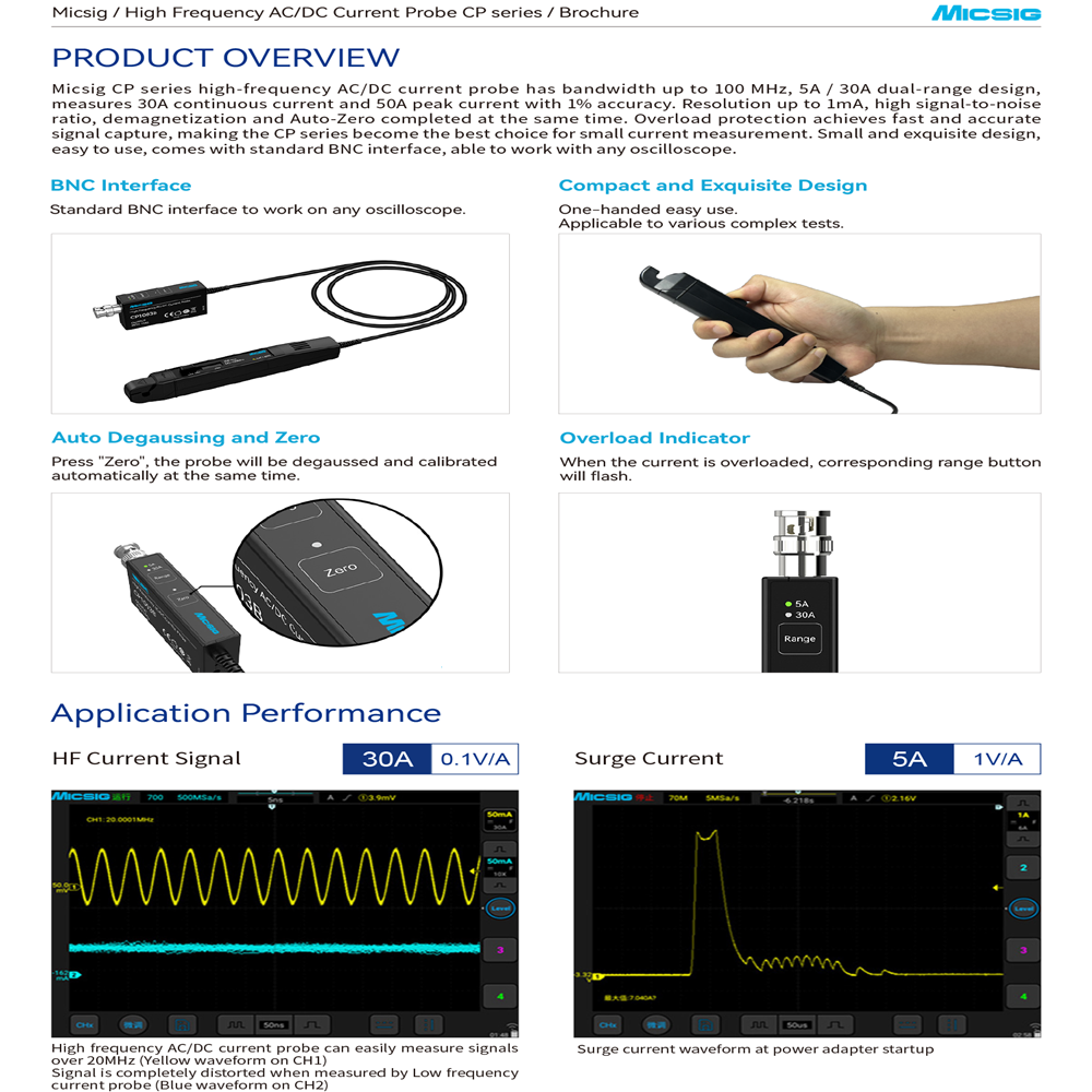 Micsig 고주파 CP1003B CP503B AC/D - Current Probe Ac Dc 50Mhz Oscilloscope 리뷰 및 가격
